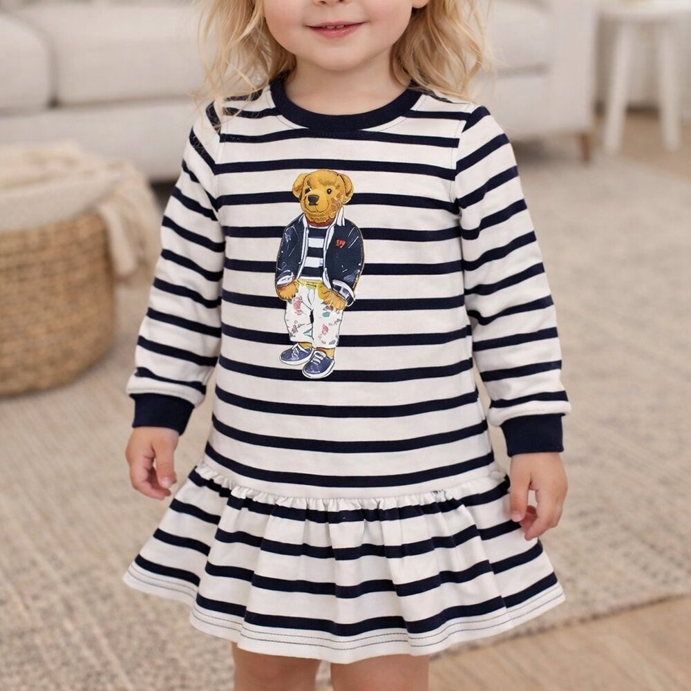 Ralph Lauren Girl’s Polo Bear Cotton Dress Size 12 Months